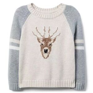 Janie and Jack Cream Deer Knit Raglan Sweater 3